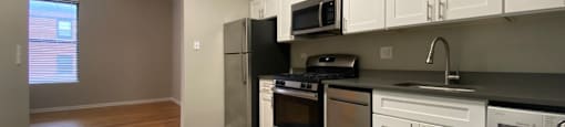 Kitchen with stainless steel appliances