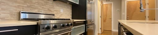 Luxurious kitchen with stainless steel appliances
