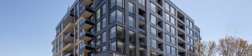 A modern building with the name "BALLANTYNE" on the front.