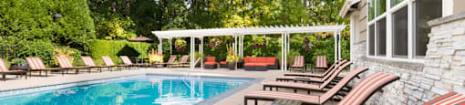 Pool Side Relaxing Area at Thorncroft Farms Apartments, Hillsboro, OR