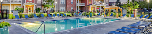 our apartments have a resort style pool with lounge chairs