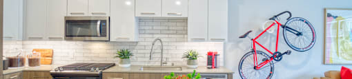 kitchen island at Aya Apartments