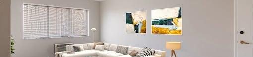 a living room with grey walls and a white couch at Bedford Castle, Bedford Heights, OH