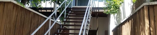 a set of stairs leading up to a house