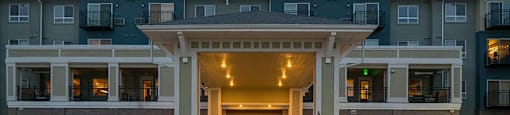 Exterior view of community building at TRADITIONS AT LAFAYETTE Apartments, Colorado, 80026