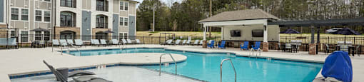 our apartments have a resort style pool with lounge chairs