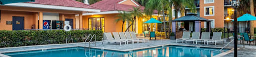 Sparkling swimming pool at Midora at Woodmont in Tamarac, FL