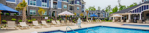 the swimming pool at the preserve at polk apartments
