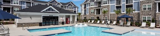 our apartments have a large swimming pool in front of our building