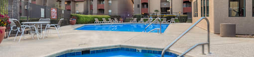 Enclave view of hot tub and spa with plenty of relaxation area