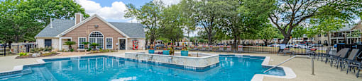 take a dip in the resort style pool at villas at houston levee west apartments