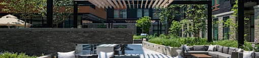 Shaded Lounge Area at Arrowwood Apartments, North Bethesda