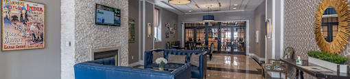 Stunning expansive building entrance lobby.at Renaissance at the Power Building, Cincinnati, OH