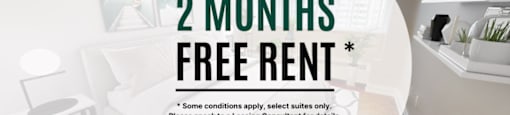A promotional image for a free rent offer of up to two months.