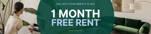 A promotional image for a 1 month free rent offer.