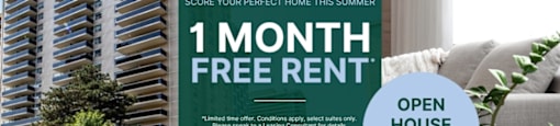 A sign advertising a free one month residential rental.