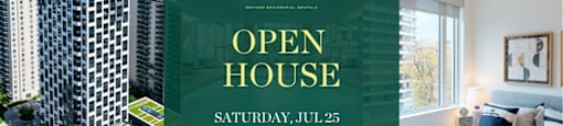 An advertisement for an open house at The Livmore High Park on Saturday, July 25 from 11 am to 3 pm.