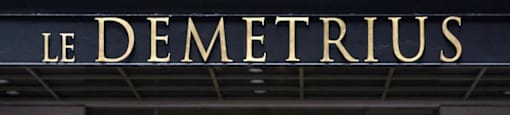 Le Demetrius front entrance sign.