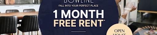 A promotional image for a 1 month free rent offer at The Bowline.