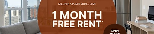 A promotional image for a 1 month free rent offer at a residential building.