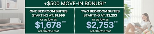 A promotional image for GWL Residential offering free rent for two months and a $500 move-in bonus.
