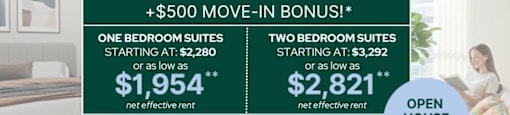 A promotional image for GWL Residential offering free rent for two months and a $500 move-in bonus.