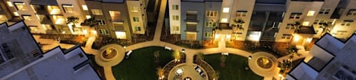 a view of the campus from above at night  at Westbury Apartments, Rancho Cucamonga, California