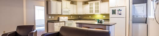 Spacious Kitchen and Living room in East Lansing Apartments near Michigan State University | Cedar Street