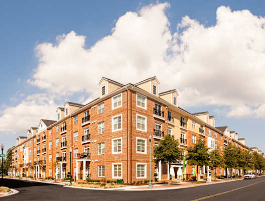 Corner apartment building