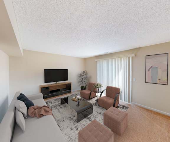 a living room with a couch and a tv