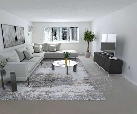 a living room with a couch and a coffee table