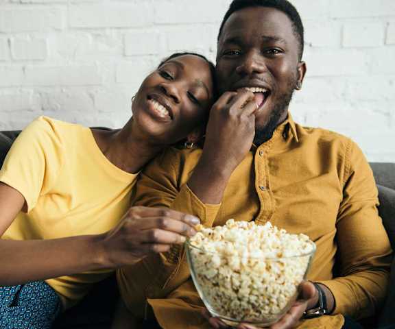couple eating popcorn