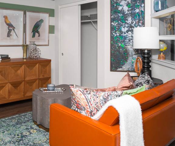 living room with closet