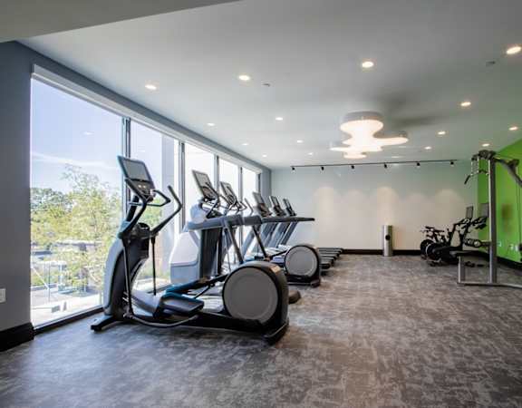 the gym at the flats at big tex apartments at The Rail at Red Bank, Red Bank, 07701