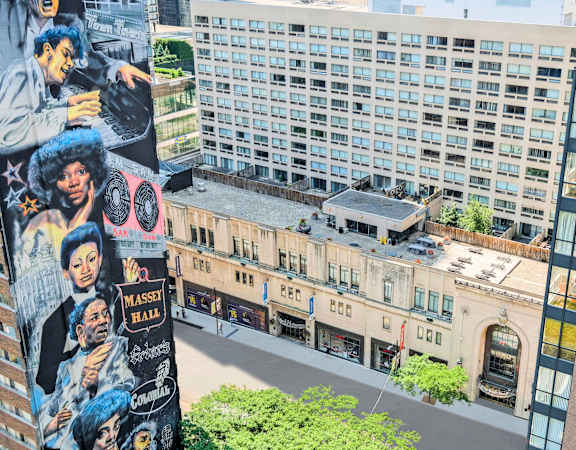 a mural on the side of a building