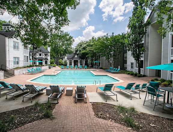 our apartments have a pool and lounge chairs