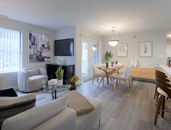 a view of the living room and dining room in a house for sale in atlanta