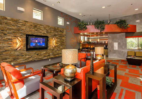 Clubhouse kitchen and seating area