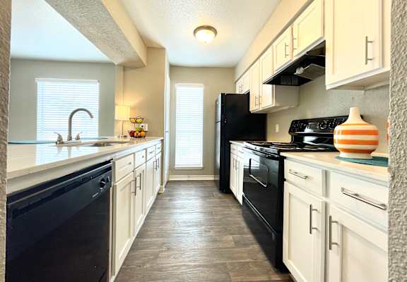 Kitchen with appliances  at The Alara, Houston, TX, 77060