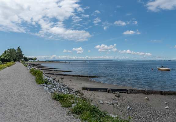 a view of the water from the beach