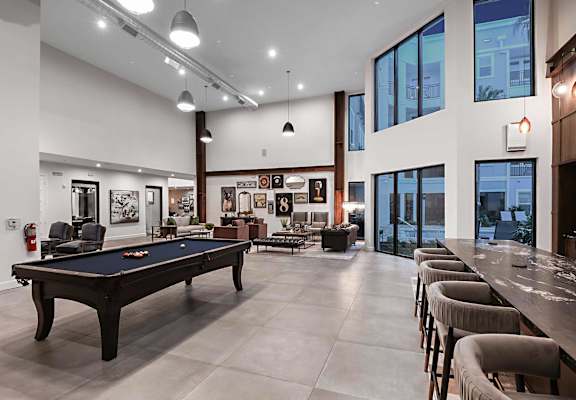 Club Room with Billiards at The Foundry Luxury Apartments in Tampa FL