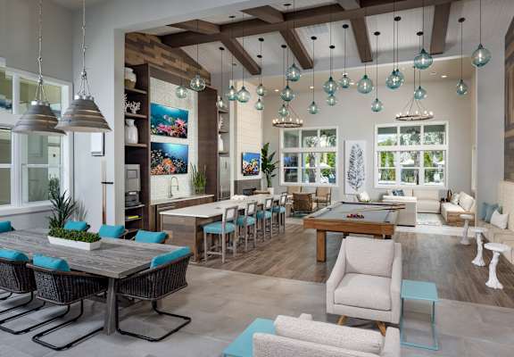 Club Room with Billiards at Waverly Terrace Luxury Apartments in Temple Terrace, FL