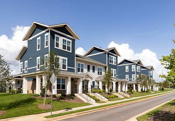 a row of houses on a street  at Promenade at Newnan Crossing, Newnan, 30265