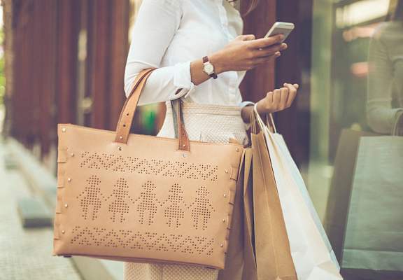 2 Woman shopping brown bag