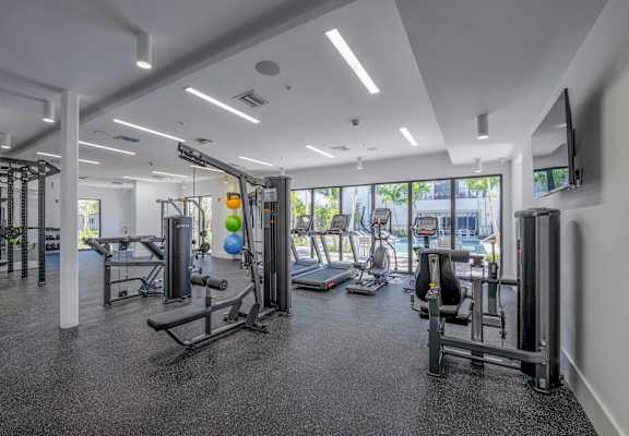 Countyline Apartments in Miami FL photo of fitness center with strength equpiment