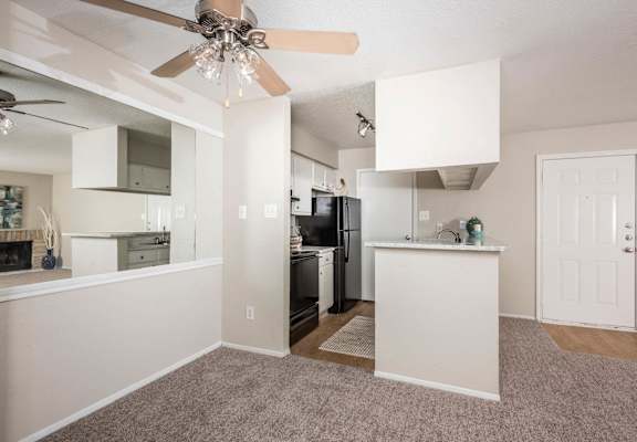 Dining room with view to kitchen