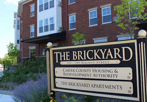 The Brickyard Apartments sign - is a Carver County Housing and Redevelopment Authority.
