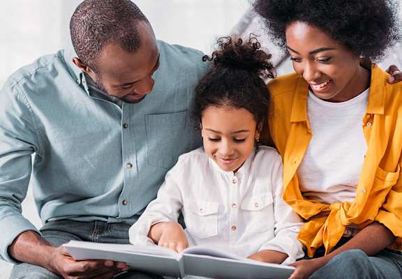 family reading book