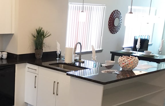 updated kitchen with black appliances 