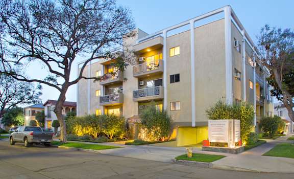 Exterior street view of an apartment building